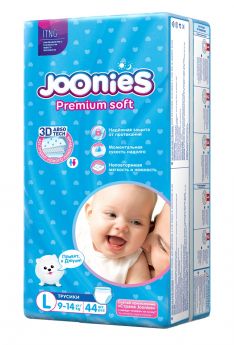 Подгузники-трусики Joonies Premium Soft, размер L (9-14кг), 44шт.