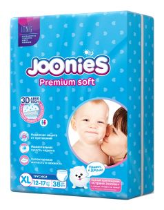 Подгузники-трусики Joonies Premium Soft, размер XL (12-17кг), 38шт.