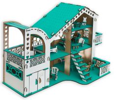Сборный кукольный домик Эlen Toys "Тиффани" с гаражом и мебелью