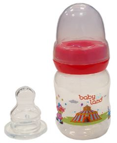 Бутылочка для кормления BabyLand ортодонтическая с узким горлышком и силиконовой соской (в ассорт.), 80мл