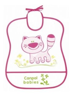 Нагрудник Canpol babies "Котик" пластиковый, розовый