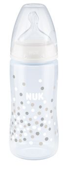 Бутылочка NUK First Choice M с индикатором температуры, с соской из силикона, размер 1, 300мл, белая