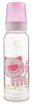 Бутылочка Canpol babies Cheerful animals с силиконовой соской, розовая, 250мл