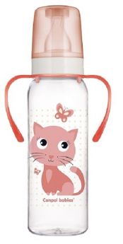Бутылочка Canpol babies Cheerful animals с силиконовой соской, красная, 250мл