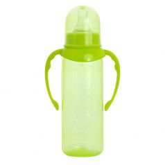 Бутылочка ПоМа с ручками, соска силикон. быстрый поток, зеленая, 250мл
