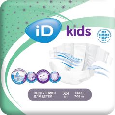 Детские подгузники iD Kids Maxi, 7-18кг, 38шт.
