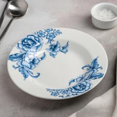 Тарелка суповая Доляна «Селена», 20,2х3,5см, бело-синяя