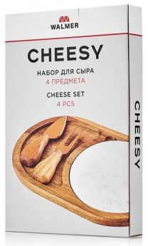 Набор для сыра Walmer Cheesy: доска, подставка, нож и вилка, 4 предмета