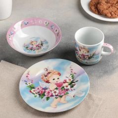 Набор детской посуды Доляна "Ангелок", 3 предмета: кружка 230мл, миска 400мл, тарелка 18см