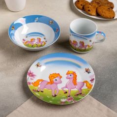 Набор детской посуды Доляна "Пони", 3 предмета: кружка 230мл, миска 400мл, тарелка 18см