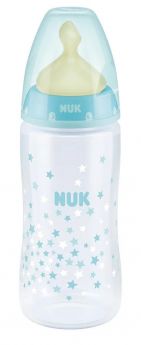Бутылочка NUK First Choice M с индикатором температуры, с соской из латекса, размер 1, 300мл, звезды