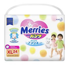Трусики-подгузники для детей Merries размер XL (12-22 кг), 24шт.