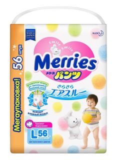 Трусики-подгузники для детей Merries размер M (6-11 кг), 74шт.