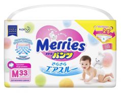 Трусики-подгузники для детей Merries размер M (6-11 кг), 33шт.