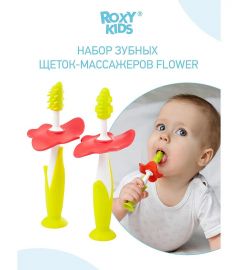 Щетки детские зубные массажер прорезыватель для десен ROXY-KIDS "FLOWER", 2шт. (цвета в ассорт.)