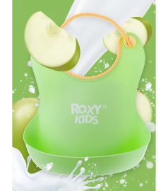 Детский нагрудник для кормления ROXY-KIDS мягкий с кармашком и застежкой (цвета в ассорт.)