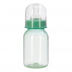 Курносики Бутылочка цветная с силиконовой соской молочной, 125 мл, зеленый, без принта