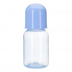 Курносики Бутылочка цветная с силиконовой соской молочной, 125 мл, голубой, без принта