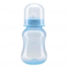 Курносики Бутылочка для кормления приталенная с силиконовой соской молочной, 125 мл, голубой, без принта