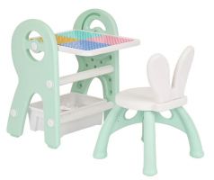 Стол для конструирования Pituso с доской для рисования, стульчиком и конструктором, 60 элементов (цвета в ассорт.)
